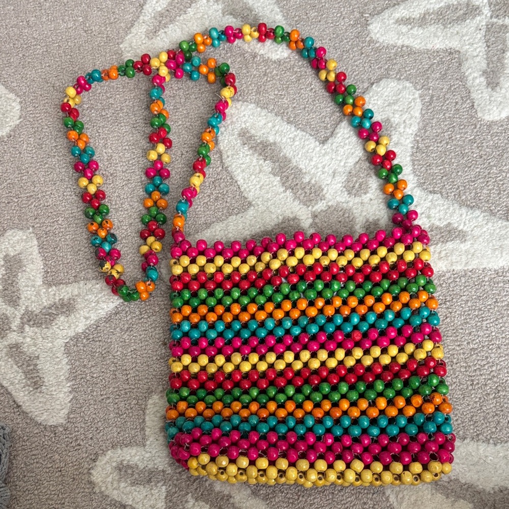 Colorful Beaded Crossbody Bag